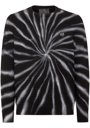 Philipp Plein tie-dye print wool jumper - Black