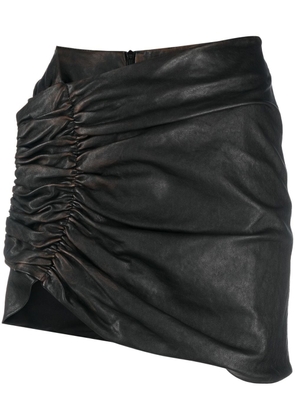 The Mannei asymmetric ruched leather skirt - Black