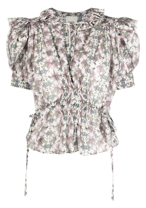 ISABEL MARANT ruffled-detail silk blouse - Neutrals