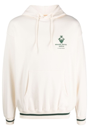 Drôle De Monsieur logo-print cotton drawstring hoodie - Neutrals