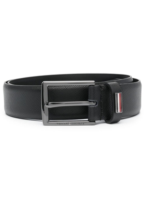 Tommy Hilfiger logo-plaque leather belt - Black