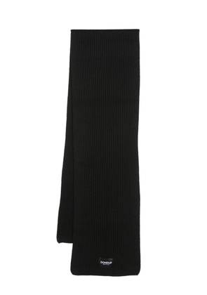 DONDUP logo-patch ribbed-knit scarf - Black