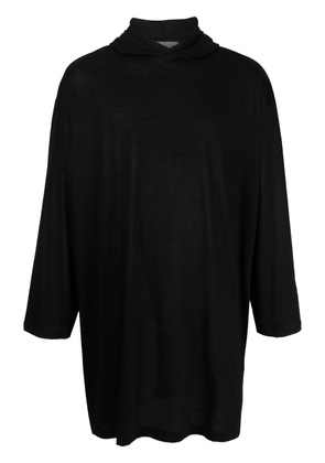 Yohji Yamamoto graphic-print long hoodie T-shirt - Black