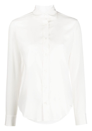 Mazzarelli semi-sheer stretch-silk shirt - White