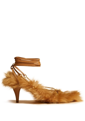 KHAITE The Marion shearling-lined 75mm sandals - Brown
