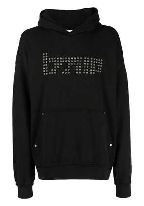 izzue logo-embroidered cotton hoodie - Black