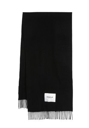 DONDUP logo-patch fringed wool scarf - Black