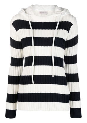 Moncler stripe knit hoodie - White