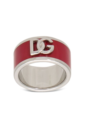 Dolce & Gabbana logo-plaque enamel ring - Red