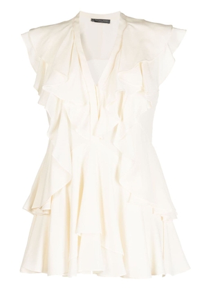 Alexander McQueen Pre-Owned ruffled silk blouse - Neutrals