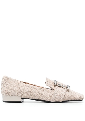 Roberto Festa Felisa crystal-embellished tweed loafers - White