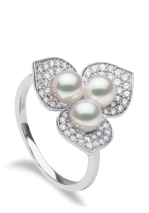 Yoko London 18kt white gold Petal pearl and diamond ring - Silver