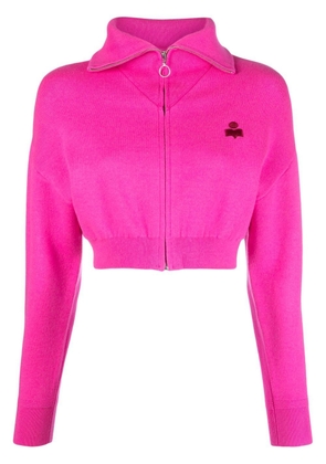 MARANT ÉTOILE logo-embroidered zip-front cropped sweatshirt - Pink