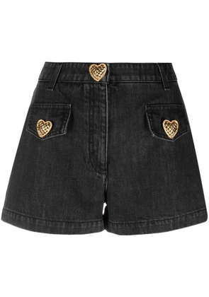 Moschino heart-embellished denim shorts - Black