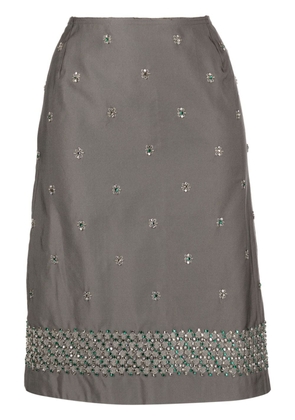 Prada Pre-Owned crystal-embellished midi skirt - Grey