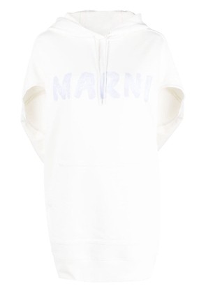 Marni logo-print short-sleeve hoodie - White