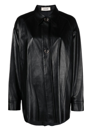 AERON button-front leather jacket - Black