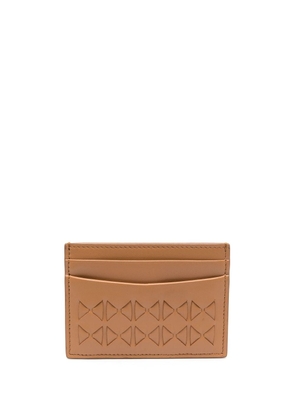 Serapian Mosaico-weaving leather cardholder - Brown