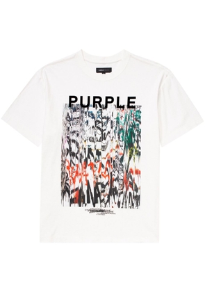 Purple Brand logo-print cotton T-shirt - White