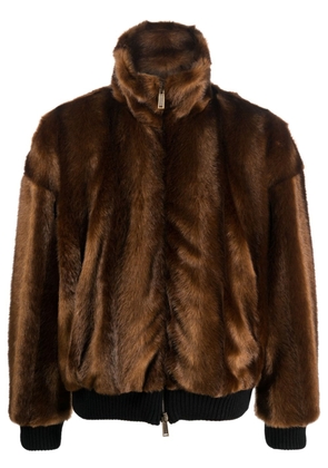 Dsquared2 logo-embossed faux-fur jacket - Brown