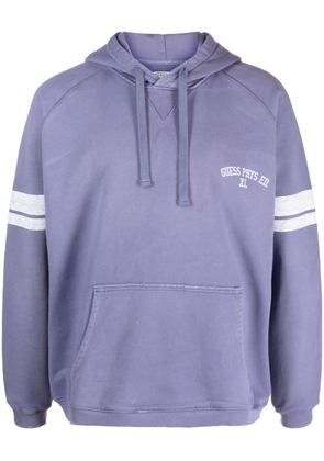GUESS USA slogan-print striped hoodie - Purple
