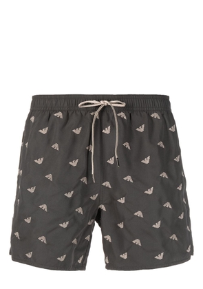 Emporio Armani logo-print elastic-waisted swim shorts - Grey