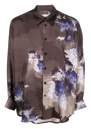 ACT Nº1 abstract-print silk shirt - Brown
