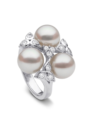 Yoko London 18kt white gold Raindrop pearl and diamond ring