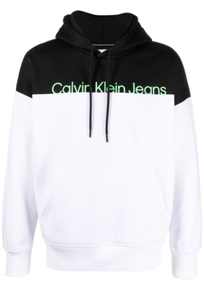 Calvin Klein Jeans two-tone logo-print hoodie - White