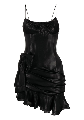 Alessandra Rich bow-embellished laminated-satin dress - Black