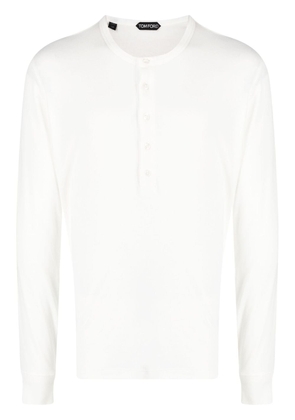 TOM FORD buttoned-up long-sleeved T-shirt - White