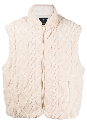 FIVE CM chenille cable-knit zip-up gilet - White