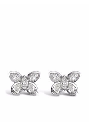 Pragnell 18kt white gold Butterfly diamond stud earrings - Silver