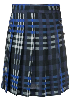 MSGM plaid-check pleated skirt - Blue