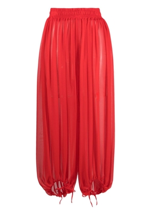 STYLAND semi-sheer silk cropped trousers - Red
