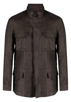 Barba multiple-pocket linen shirt jacket - Brown