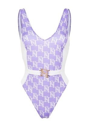 Elisabetta Franchi logo-print swimsuit - Purple