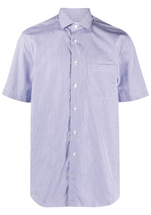 Xacus striped short-sleeve cotton shirt - Blue