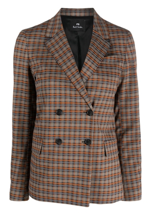 PS Paul Smith checked double-breasted blazer - Brown