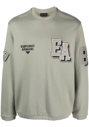 Emporio Armani logo-patches cotton sweatshirt - Green