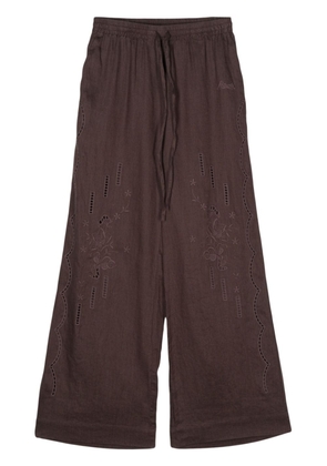 P.A.R.O.S.H. broderie-anglaise linen trousers - Brown