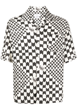 RHUDE two-tone geometric-print shirt - Black