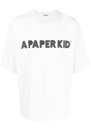 A Paper Kid logo-print cotton T-shirt - Neutrals