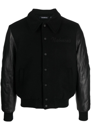 Nahmias logo-embroidered panelled bomber jacket - Black