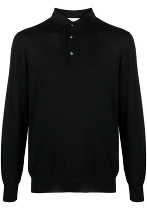 Lardini fine-knit wool polo shirt - Black