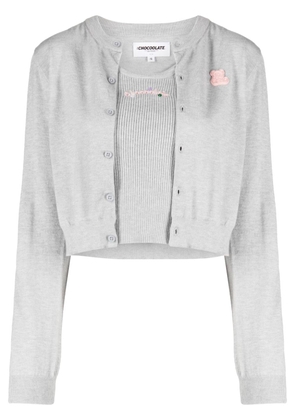 CHOCOOLATE logo-patch knitted cardigan (set of two) - Grey