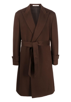 Tagliatore tied-waist notched-lapel coat - Brown