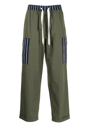 Ports V striped-panel drawstring trousers - Green