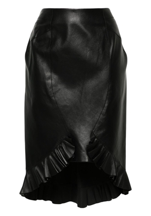 TOM FORD ruffled leather pencil skirt - Black