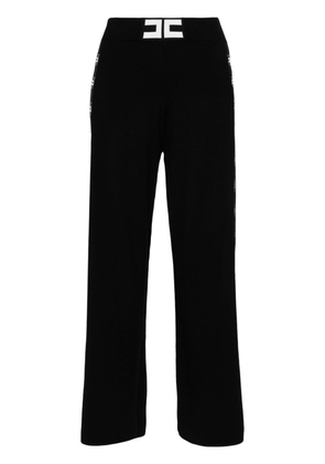 Elisabetta Franchi logo-jacquard straight trousers - Black